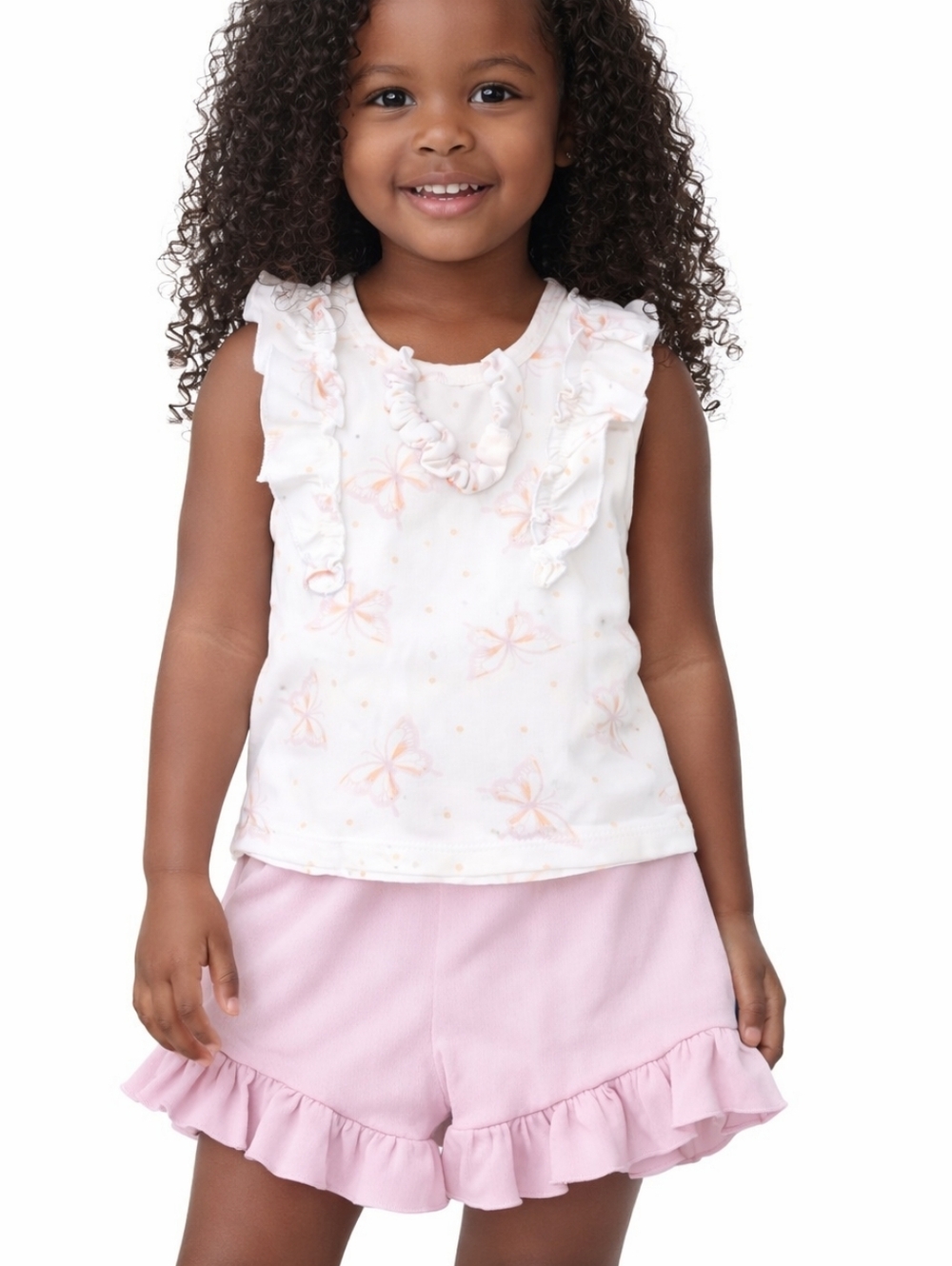 NWT Rachel Zoe RZ Toddler Girls 2T Butterfly Top Ruffle Shorts & Hair Accesory